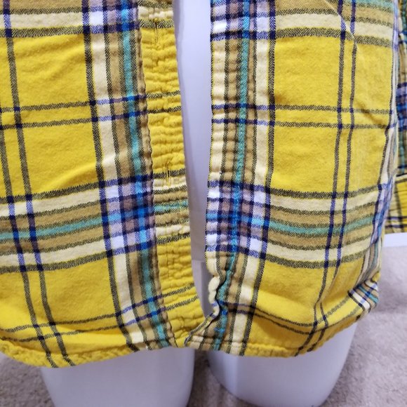 Merona top Medium plaid checks long sleeve button up down 100% cotton layering - Picture 9 of 16